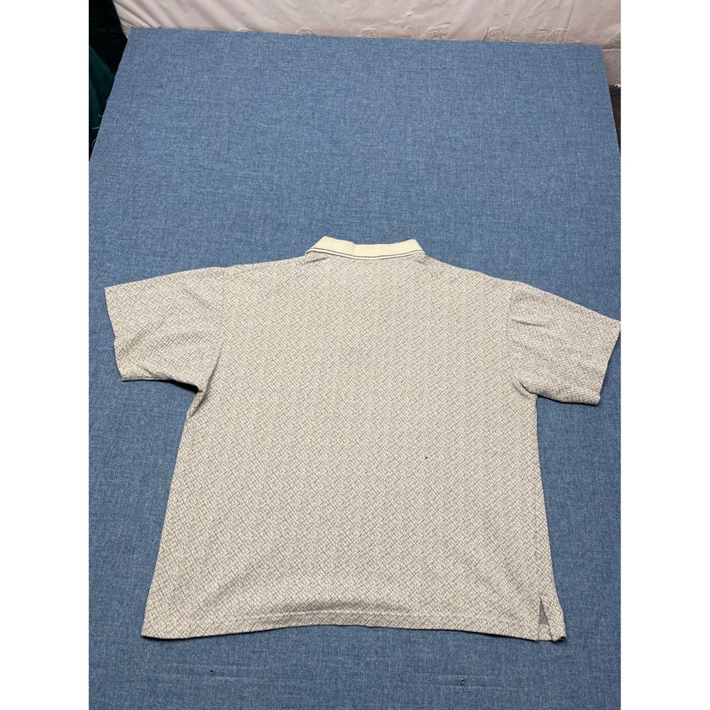 Naturalife Mens Large Polo Shirt Short Sleeve Geometric Diamond Tan Grey Cotton - Picture 4 of 6